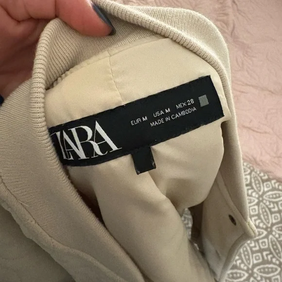 Zara Beige Quilted Bomber Jacket - Picture 5 of 5